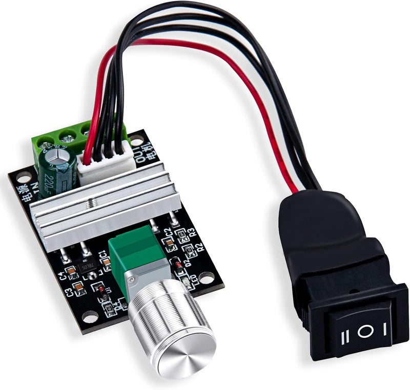 ALEDECO PWM Motor Speed Controller, Forward Reverse, 1203BB DC 28V 24V 12V 6V 3A 80W with Adjustable Reversible Knob Switch DC Motor Driver - Image 1
